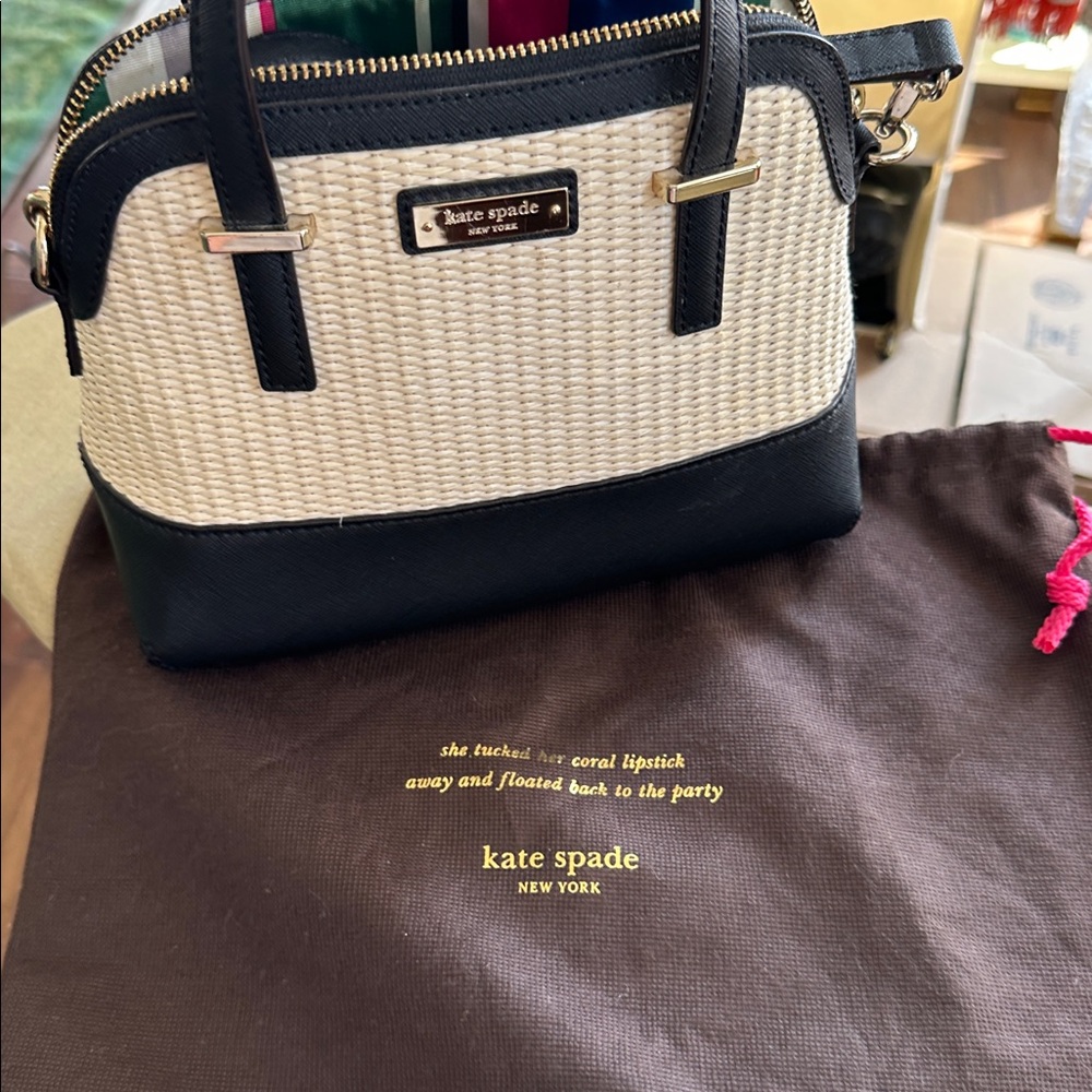Kate Spade Black and Cream Woven crossbody